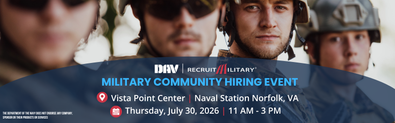 Advertisment for Recruit Military hiring event on Thursday, July 30